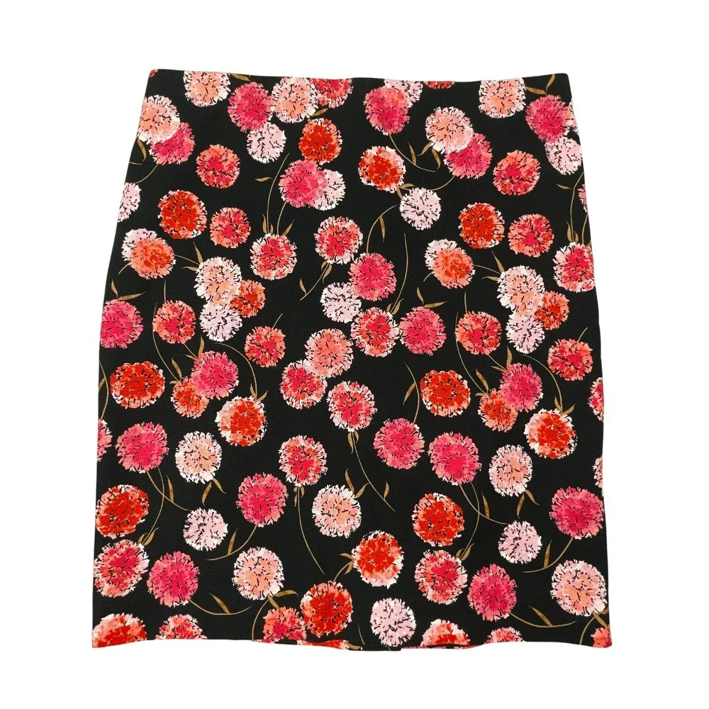 Talbots Womens 16 16W Black Pink Floral Canvas‎ Pencil Skirt Wedding Guest Work